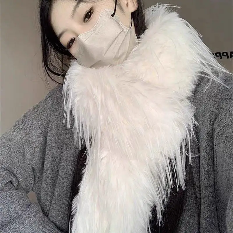 Luxus Plüsch Lange Streifen Flauschigen Schal Halstuch Winter Outdoor Verdicken Warme Quaste Vielseitige Schals Schal