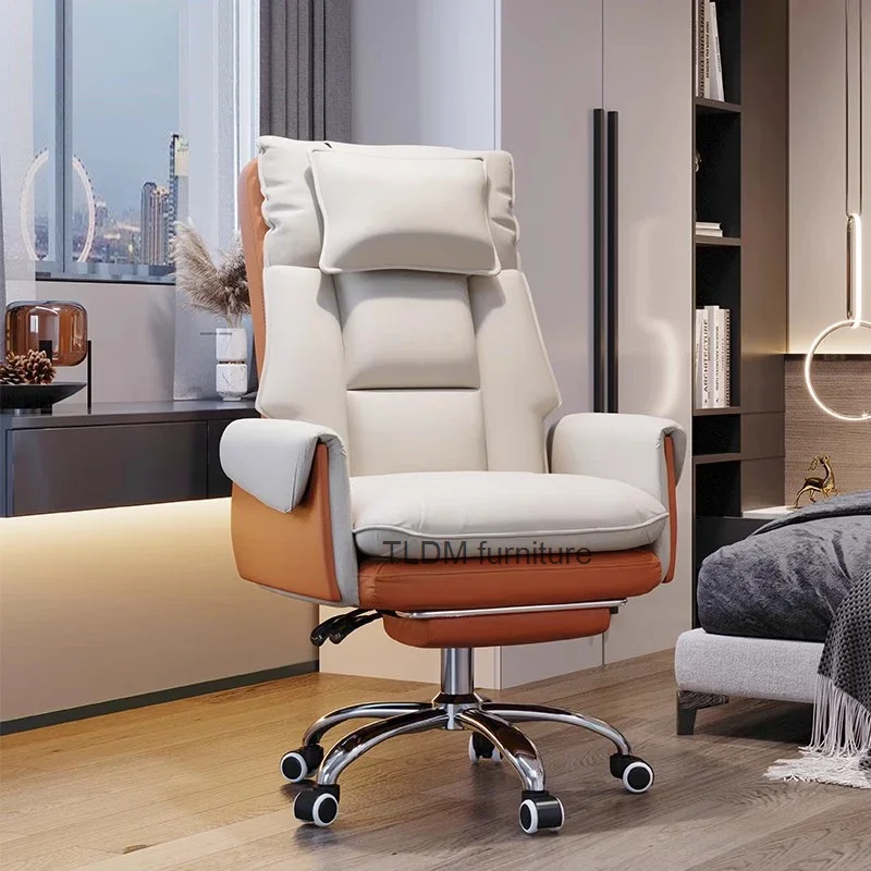 

Minimalist White Office Chair Comfy Footrest Swivel ﻿mobile Gaming Chair Stylish High Back Silla Escritorio Home Furniture