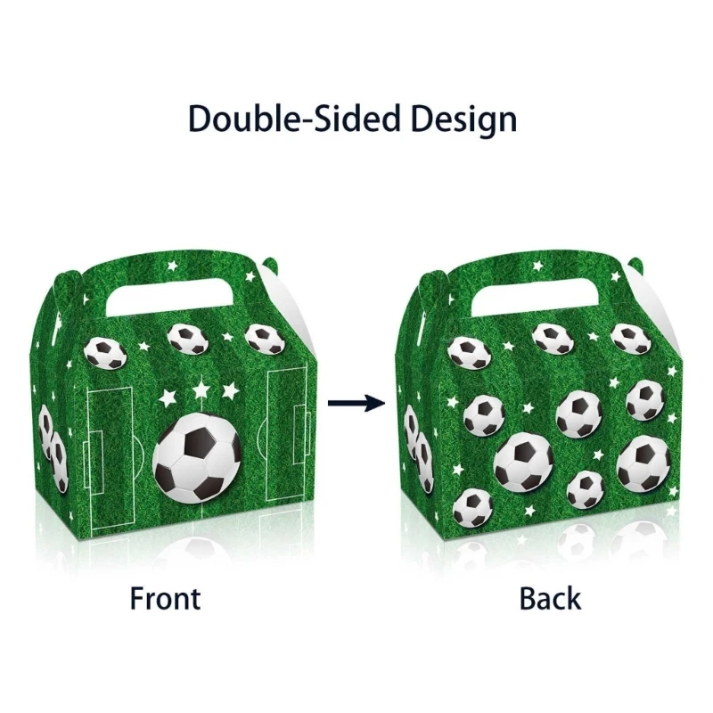 24PCS Soccer Treat Boxes Football Treat Bags Gift Boxes with Handle Candy Goodie Box Paper Gift Boxes for Kids Birthday