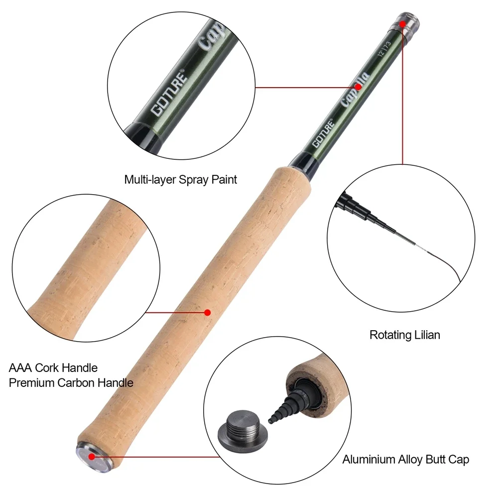 Tenkara Fly Fishing Rod Combos 12FT Classical Portable Ultra Light IM8 Carbon Fiber Trout Rod with Fly Line Lure Set New