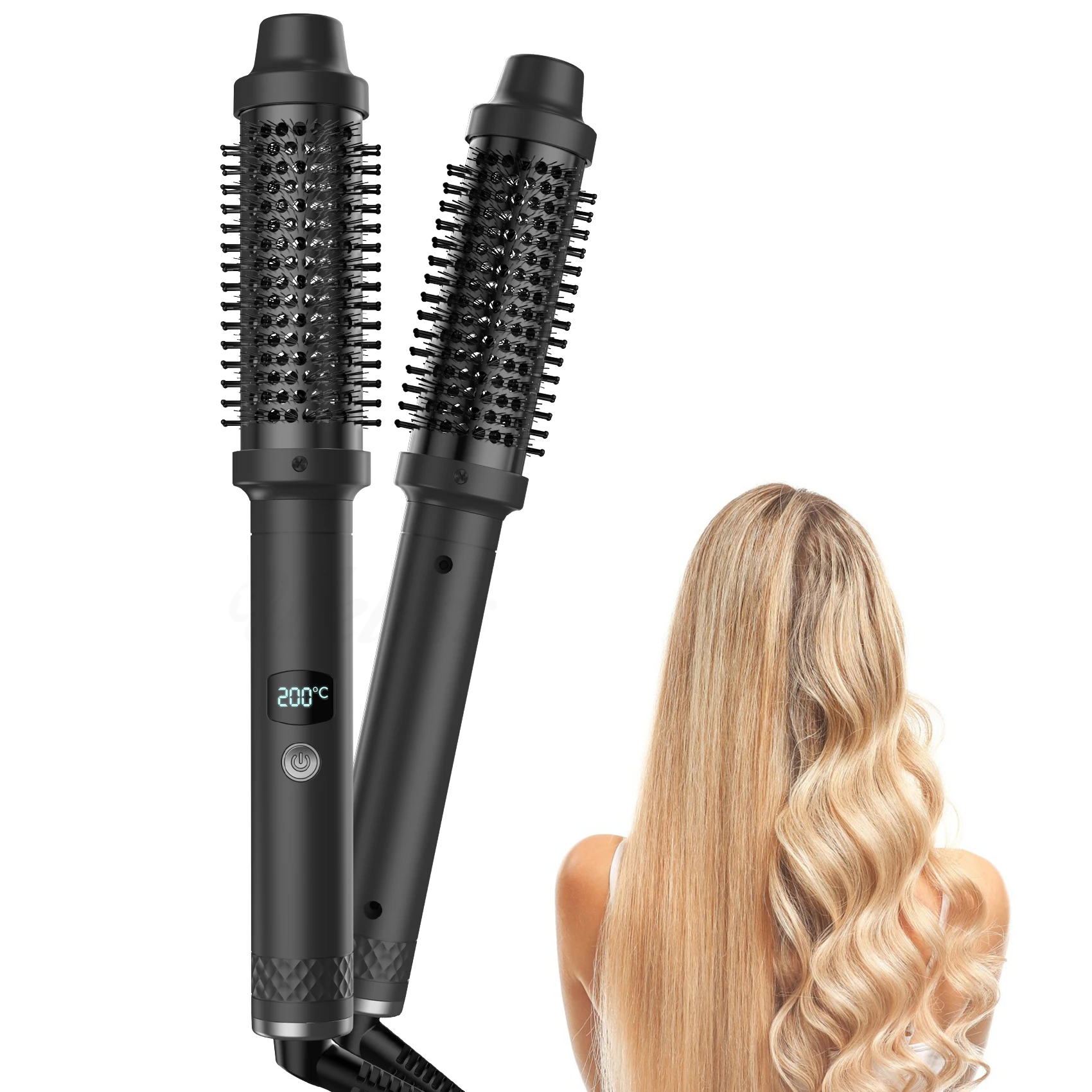 Curling Iron Brush Double PTC Heated Curling Comb Fast Heating Thermal Brush Ceramic Hair Curler Hot Comb 38mm Curling Wand