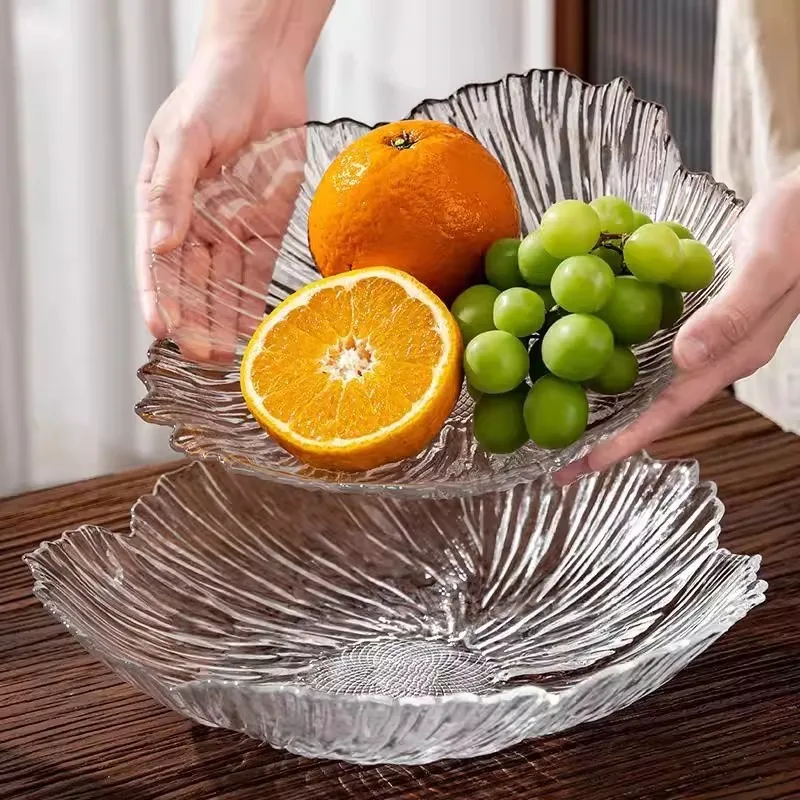 20/25CM Petal Glass Fruit Plate Living Room, Coffee Table Snack Plate Nordic Minimalist Tray