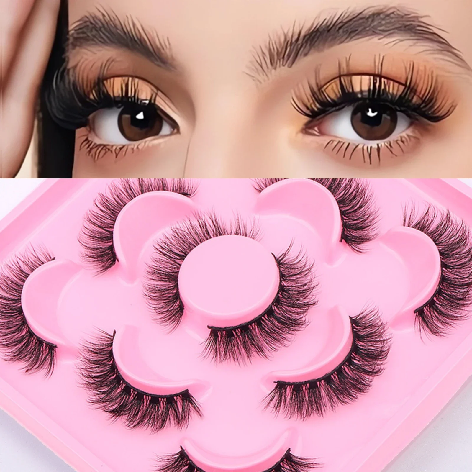 

Hot Sale Full Strip False Eyelashes Natural Thick Dense Curled Fake Eyelash Messy Simulated Manga Lashes Makeup Tools