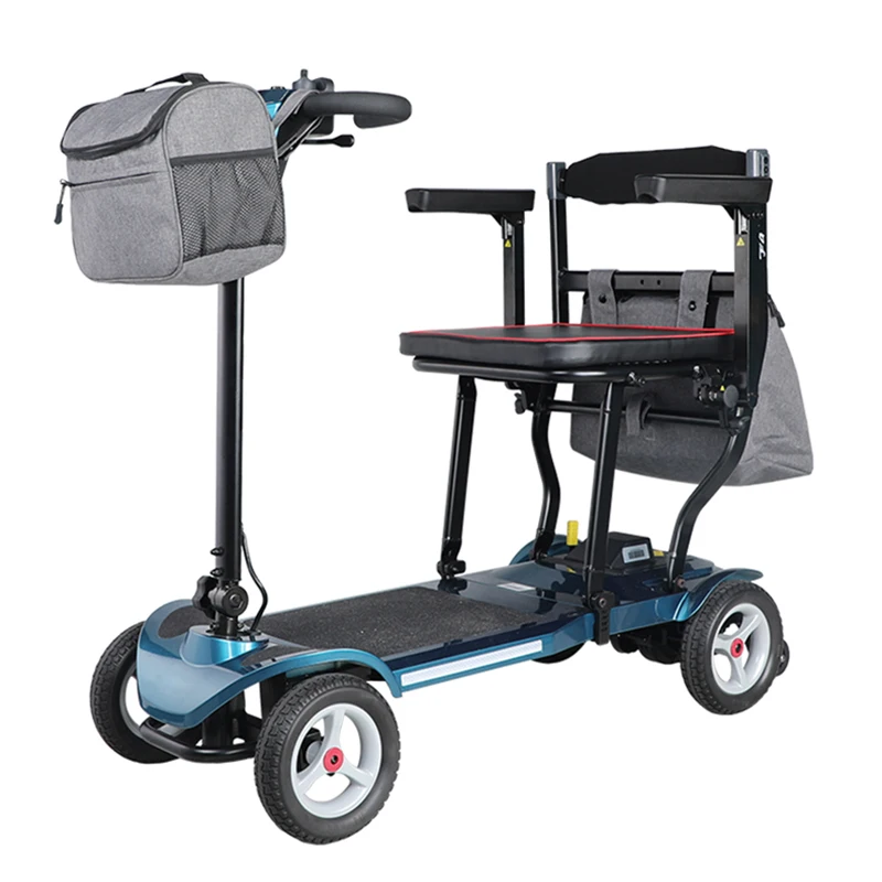 

2023 Lightest Travel Electric Mobility Scooter Foldable Brushless Four Wheels Folding Mobility Scooter for Elderly