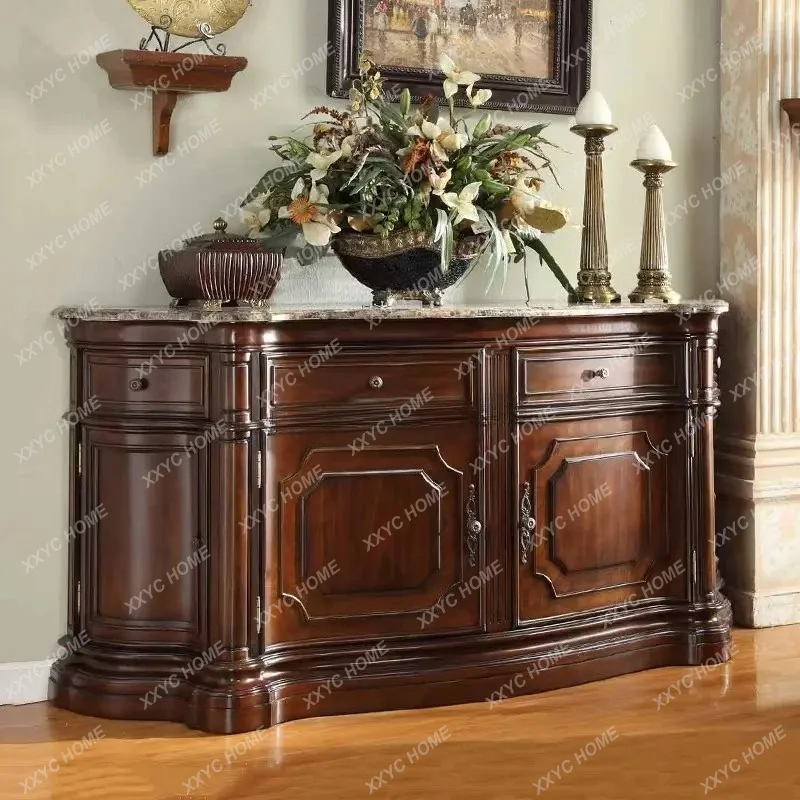 XXFactory  rural solid wood restaurant storage side cabinet living room entrance curved locker can be customized