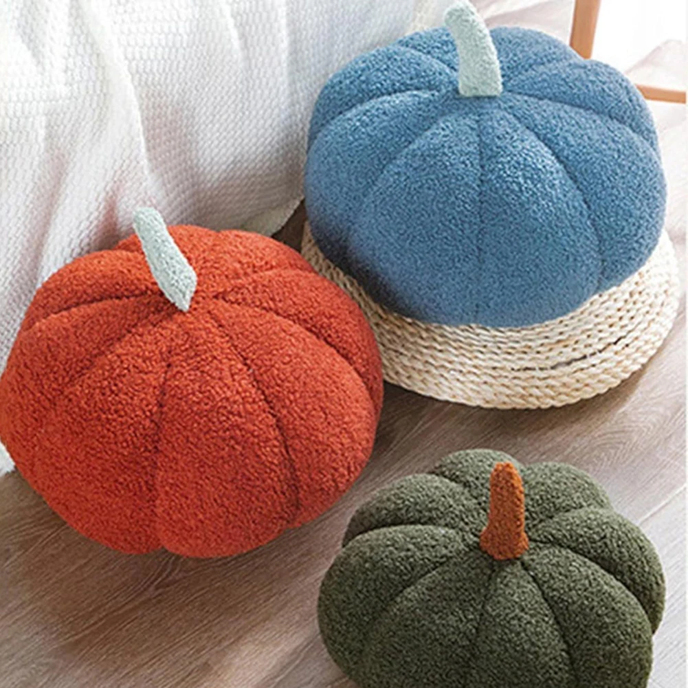 Pumpkin Shaped Throw Pillow Teddy Fleece Stuffed Pumpkin Decoration Pillow Creative Special-Shaped Sofa Cushion Room Decoration