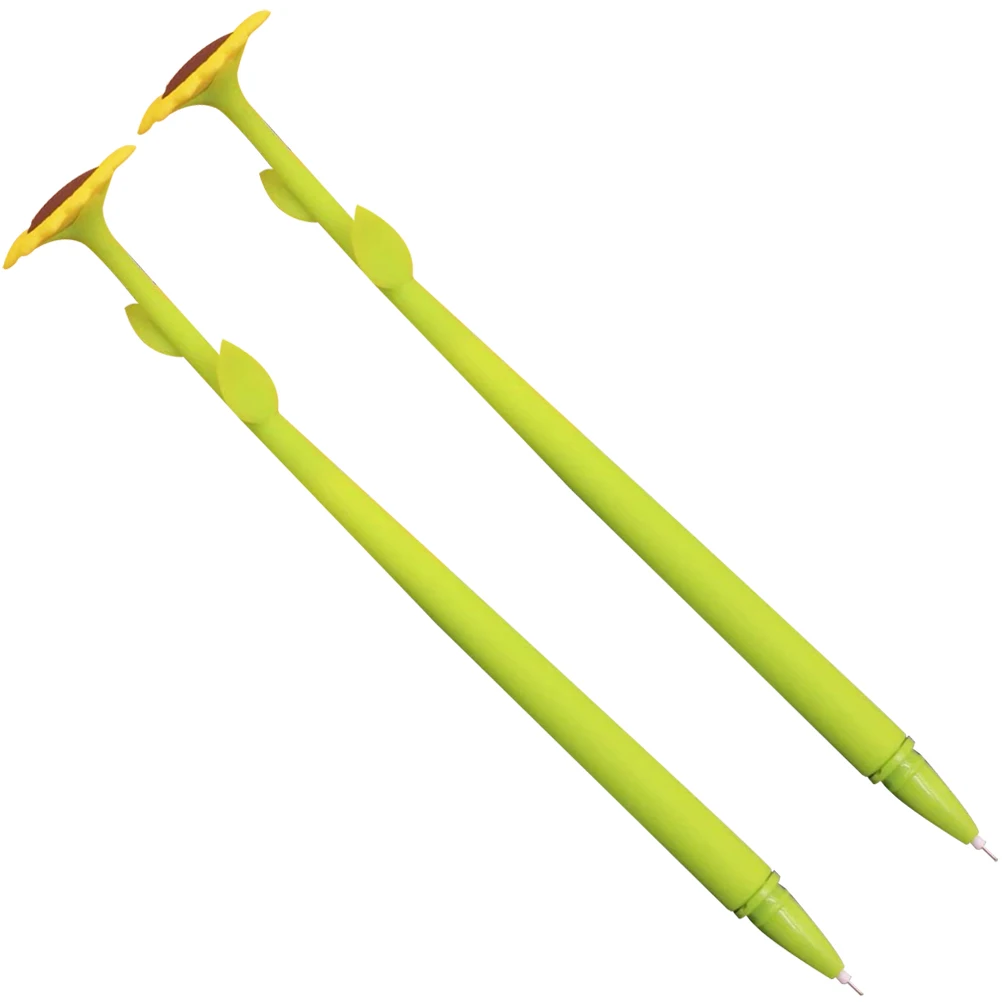 

2Pcs 0.5mm Cartoon Sunflower Shaped Writting Pen Adorable Gel Pens Student Writing Tools School Supllies(Green)