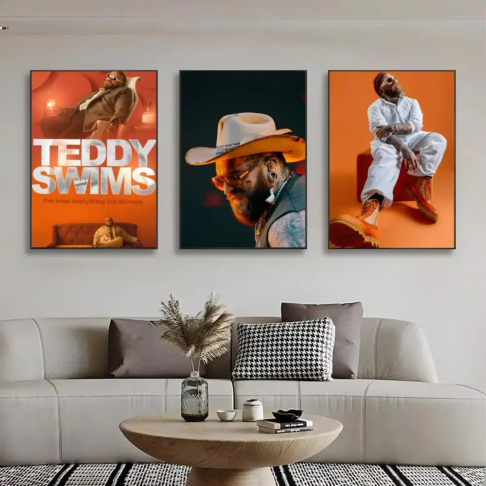 Celebrity T-Teddy Swims Poster Wall art print art suitable for living room bedroom bar parlor home decor gift
