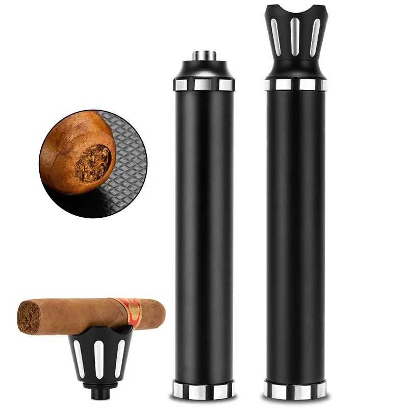 

3 in 1 Cigar Tube Closed Wet Portable Fine One Cigar Drill Large Diameter Smoke Chute Cigar Holder Smoking Accessories Gadget