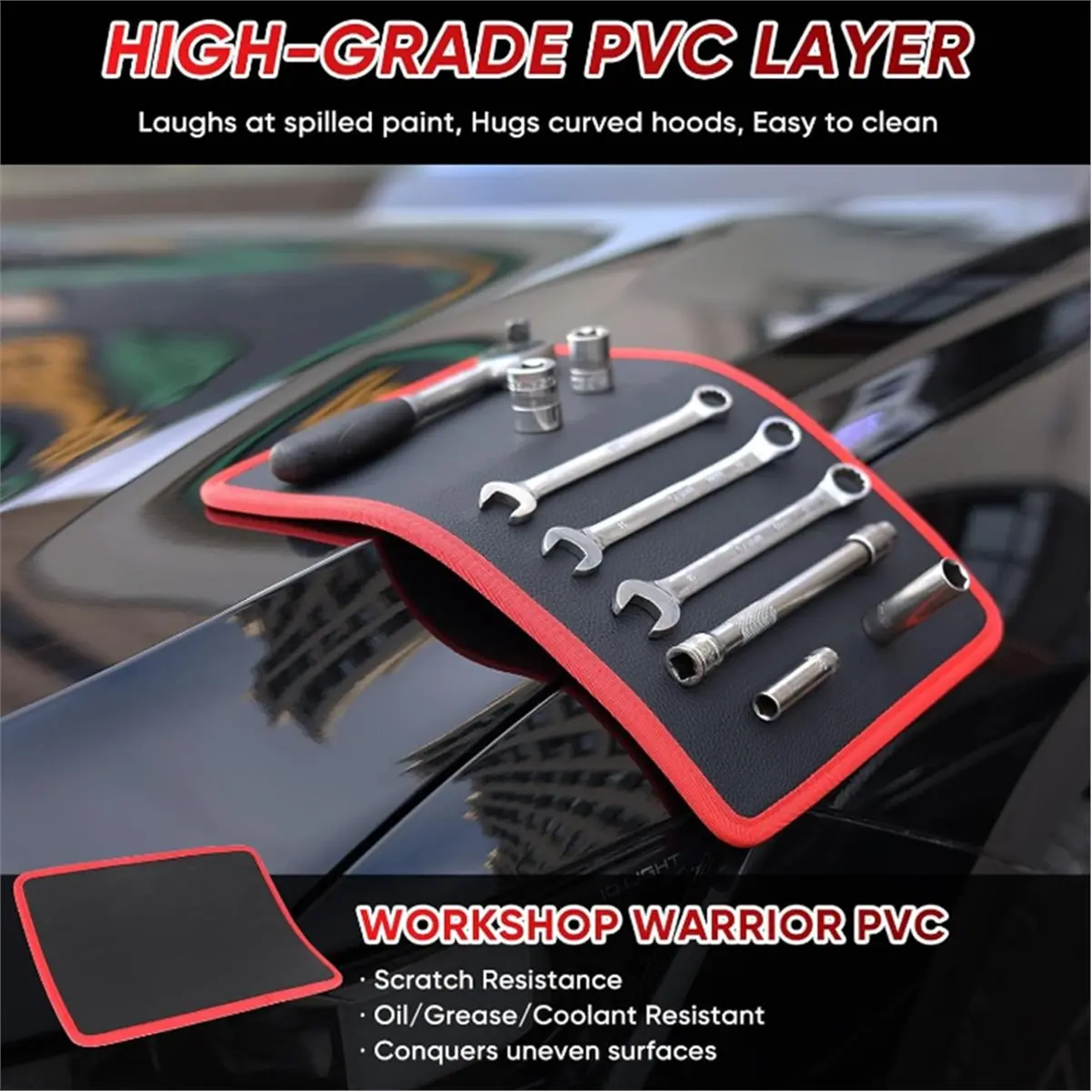 

【AT48】 NEW 3PC Flexible Magnetic Tool Mat & Tray Holder - Optimal for Garage, Auto Repair (12.8x9.8/12.6x4/6.3x5.3in)