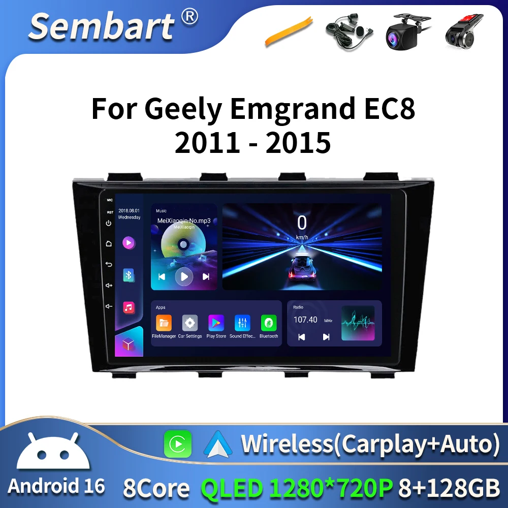 Car Video DVD Player Head Unit For Geely Emgrand EC8 2011-2015 Multimedia Android Atuo Raido Carplay GPS Navigation 2din QLED