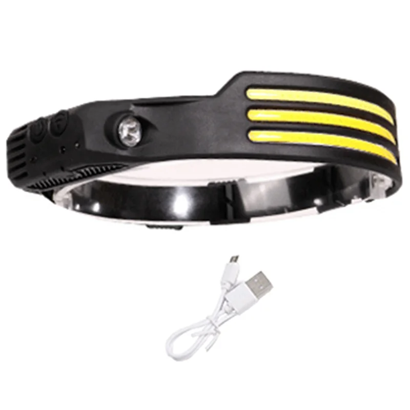 

Induction Head Light Lamp COB Head Light Lamp Headlight Flashlight USB Rechargeable Head Torch (White Light)