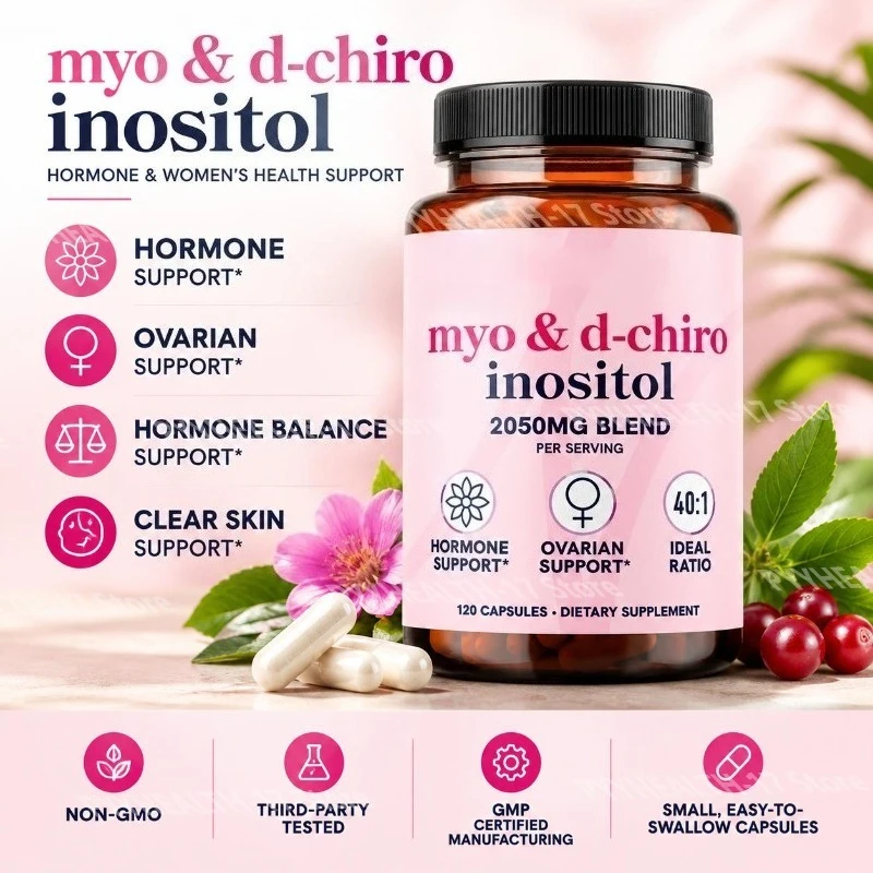 Myo & D-Chiro Inositol for Women Hormone & Menstrual Health Support Ovulation Function 2050mg High Potency Blend 120 Count