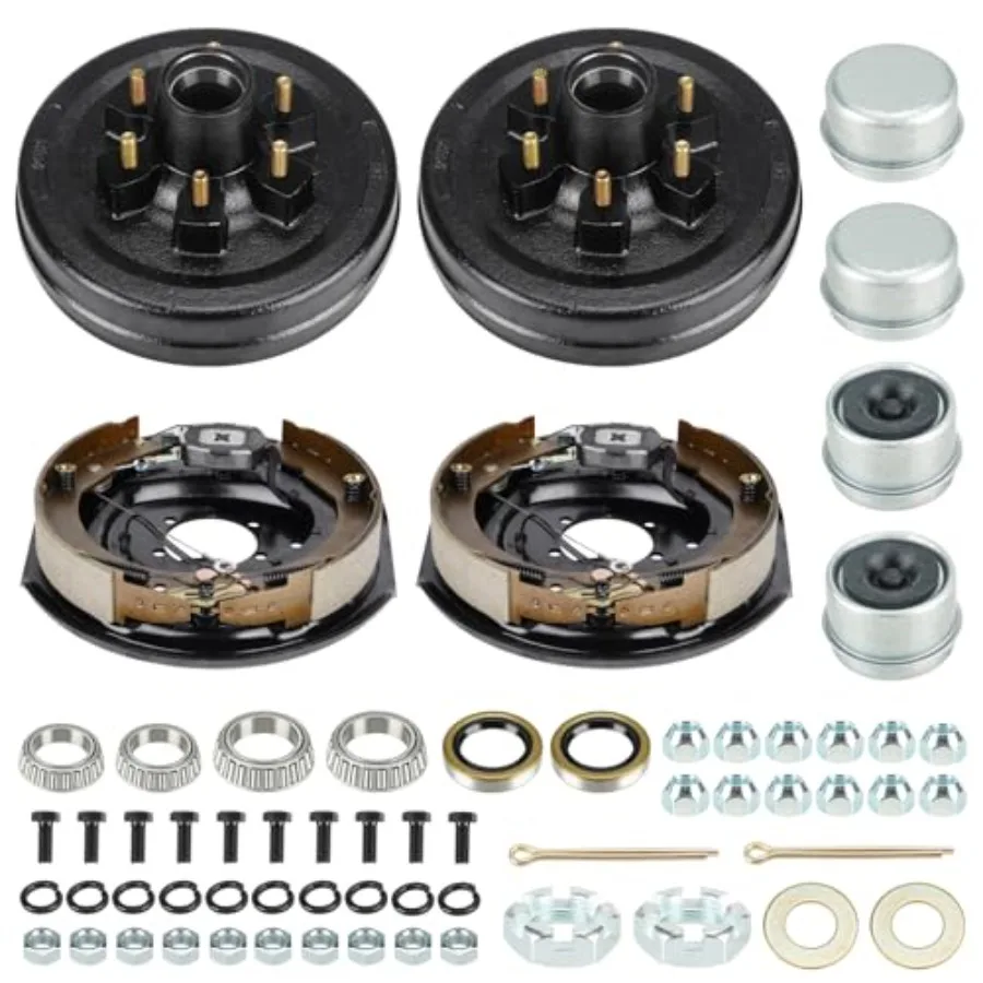 

6 on 5.5 Trailer Drums Kit with 12 x 2 Electric Brakes Drums Assembly Self-Adjusting for 5200-6000 lbs Axle
