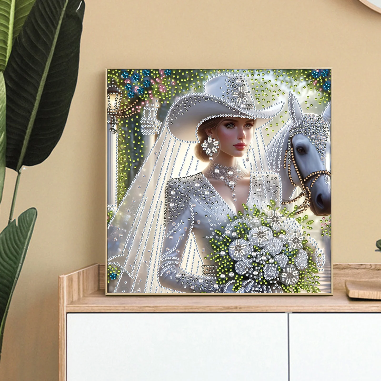 Bride Special Shape Diamond Art Painting Kit for Adult Beginner,Crystal Diamond Special Shape Kit for Home Wall Decoration Gift view 5