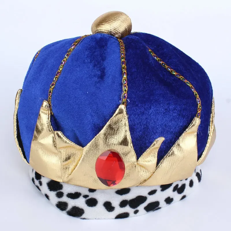 Royal King เครื่องแต่งกาย Plush หมวกสีแดง Mardi Gras เด็กเด็กเด็ก Crown หมวกชุดแฟนซี Props คอสเพลย์วันเกิด