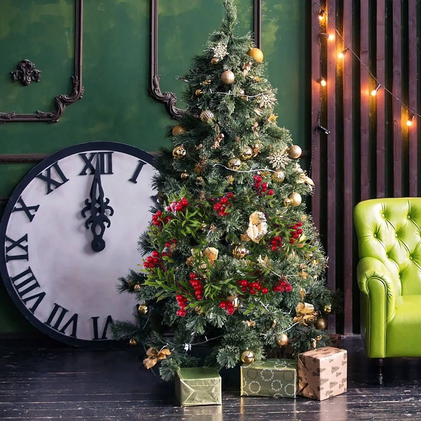 

Artificial Christmas Red Berry Rattan Bendable Plastic Decoration Xmas Tree Hanging Pendant Party Ornament