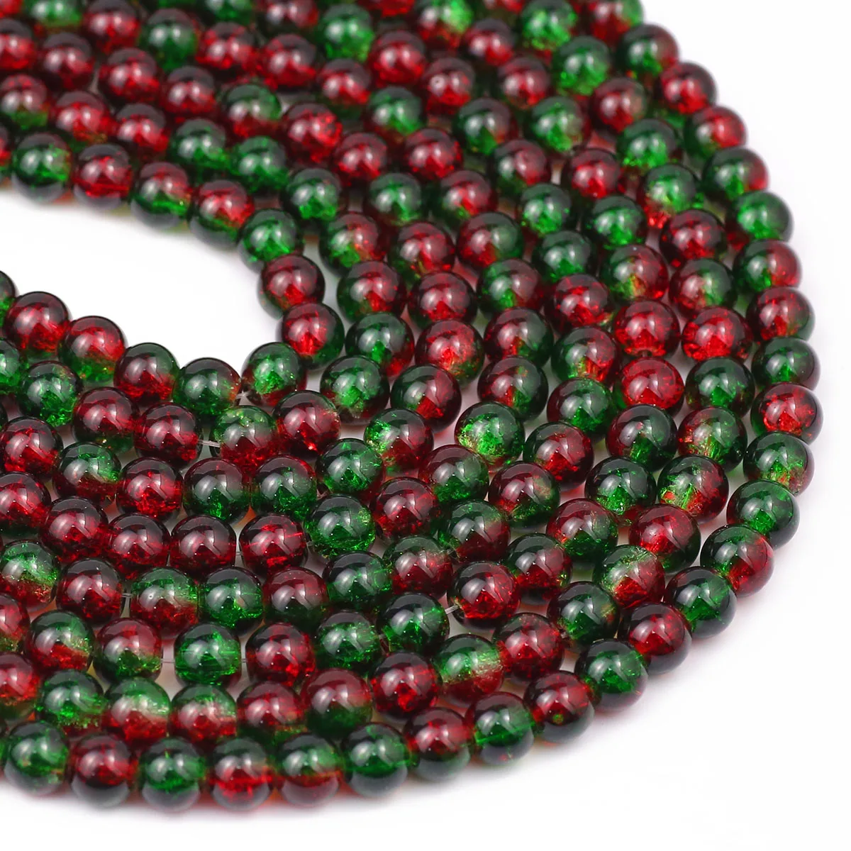 8 mm rote und grüne Glasperlen mit Blumenmuster für handgefertigte DIY-Schmuckherstellung, lose Perlen für Armbänder, Halsketten, Zubehör