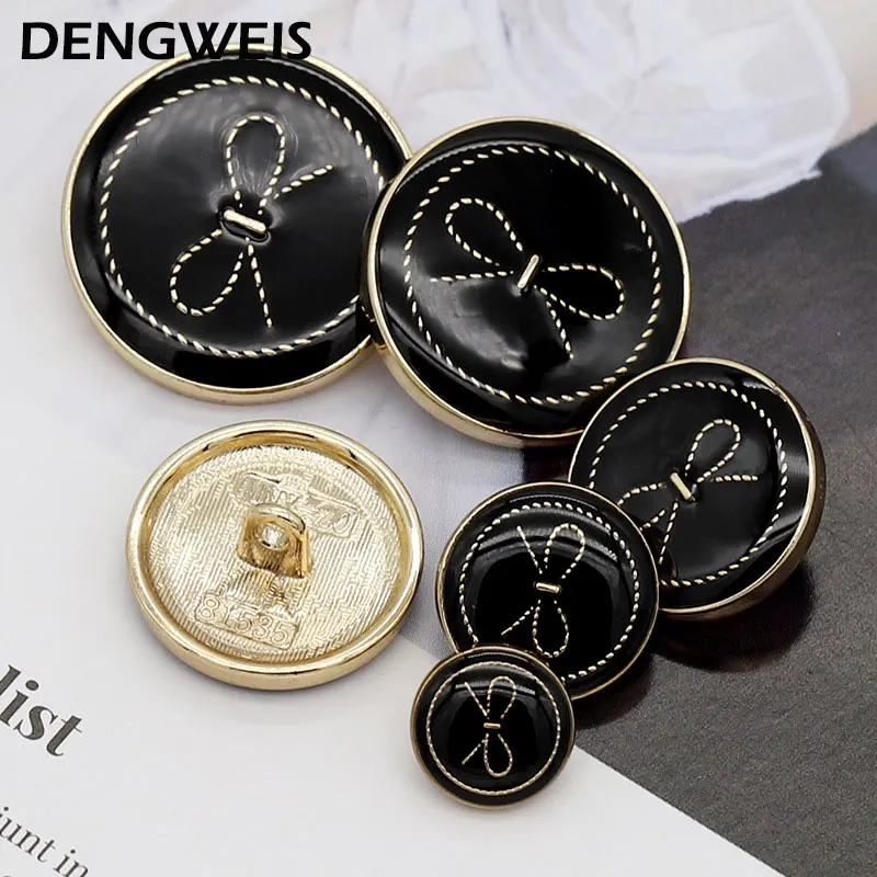 Bogen Desinged Metall Runde Tasten Von Kleidung Hohe Qualität Schwarz Weiß Vintage Dekor Taste Nähen Zubehör Hand 6 stücke/lo – Detail 6