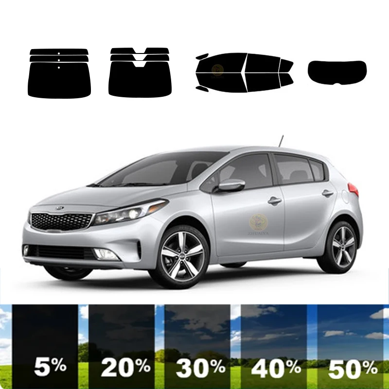 

precut Removable Window Tint Film For Car 100% UVR 5%-70%VLT Heat Insulation Carbon ﻿For KIA FORTE 5 DR HATCH 2014-2018