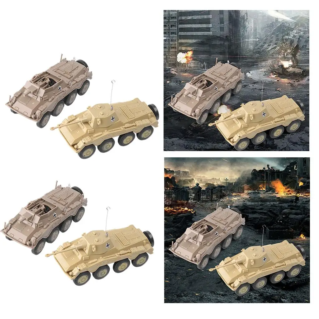 4pcs Plastic Simulated Armoured Reconnaissance Vehicle 4D Model Kit 1:72 Scale Vehicle Collectibles