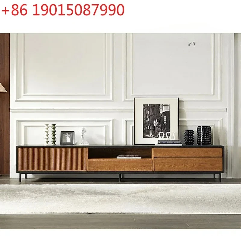 

N Nordic solid wood retro color matching walnut solid wood TV cabinet Nordic style black walnut floor cabinet