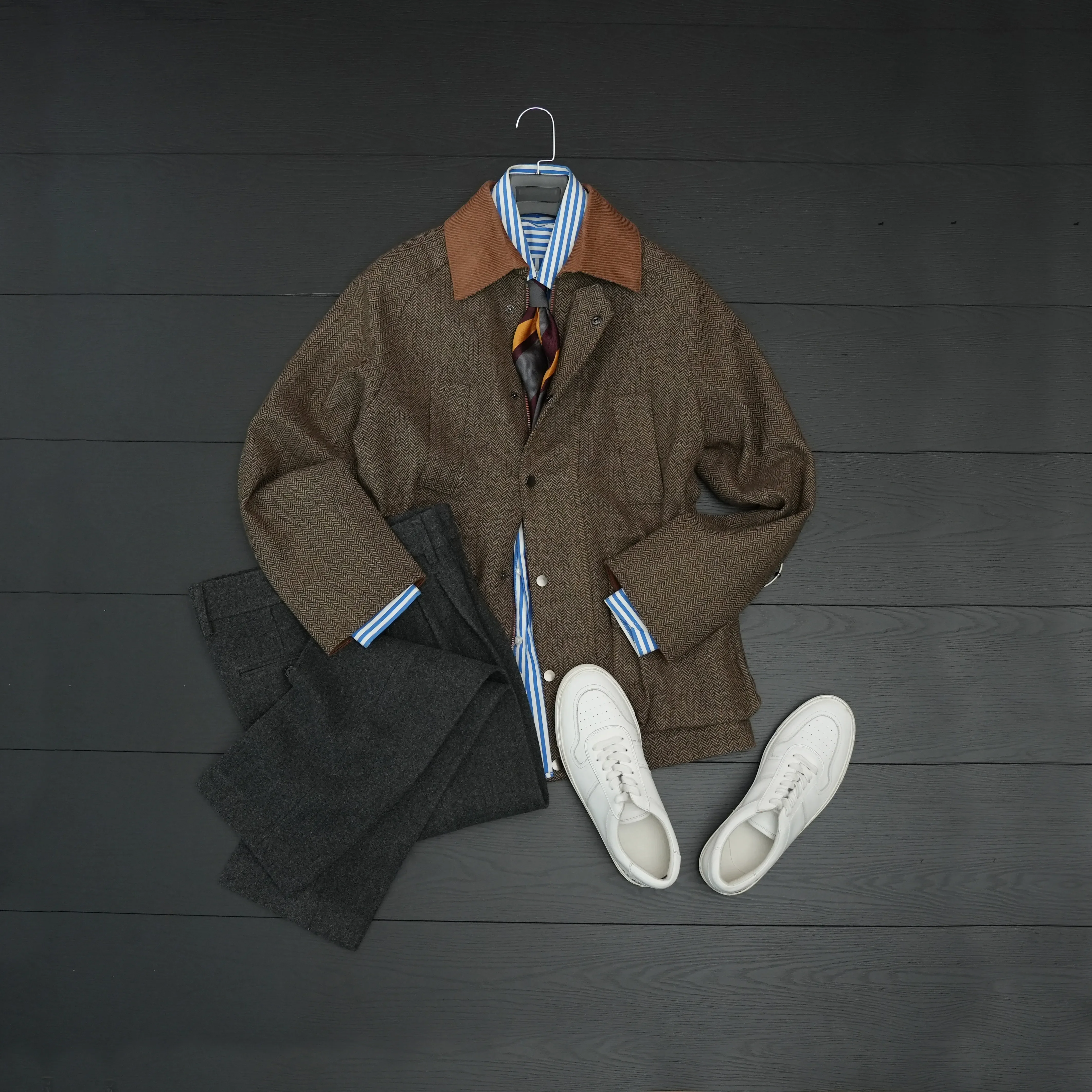 

Winter Heavy Industry Herringbone Corduroy Hunting Jacket Men's Casual Gentleman Old Money Wind Jacket