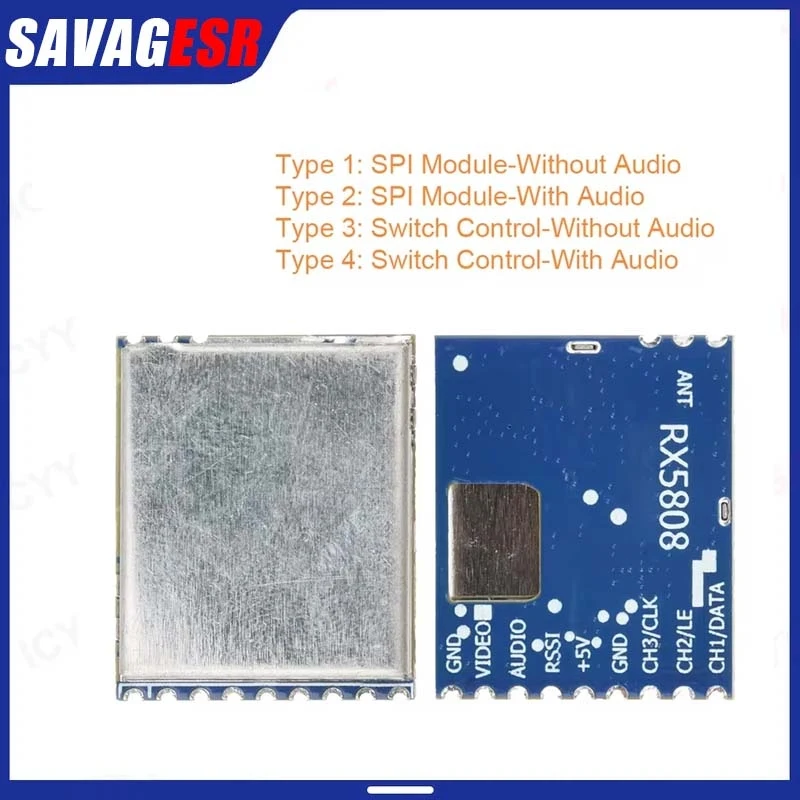 

RX5808 4.9G-5.8G Audio Receiver SPI Control Wireless Audio Video Receiving Module for FPV Systems RC DIY Electronic Kit