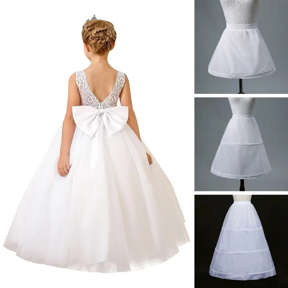 Girls Crinoline Petticoat with hoop Under skirt Short White Underskirt Ball Gown Petticoats 1/2/3 Hoops