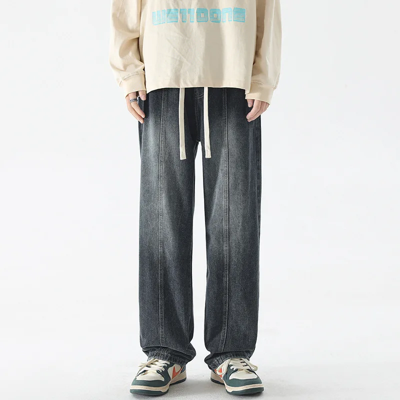 Autumn New Vintage Wash Straight Leg Long Pants Men's Fashion Brand Loose American High Street Jeans baggy cargo jeans