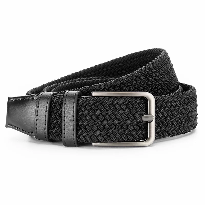 Student Porous Belt Elastic Double Ring Fashion Students Couple For Jeans Match Men Women Buckle Non Pin Commuter Grey