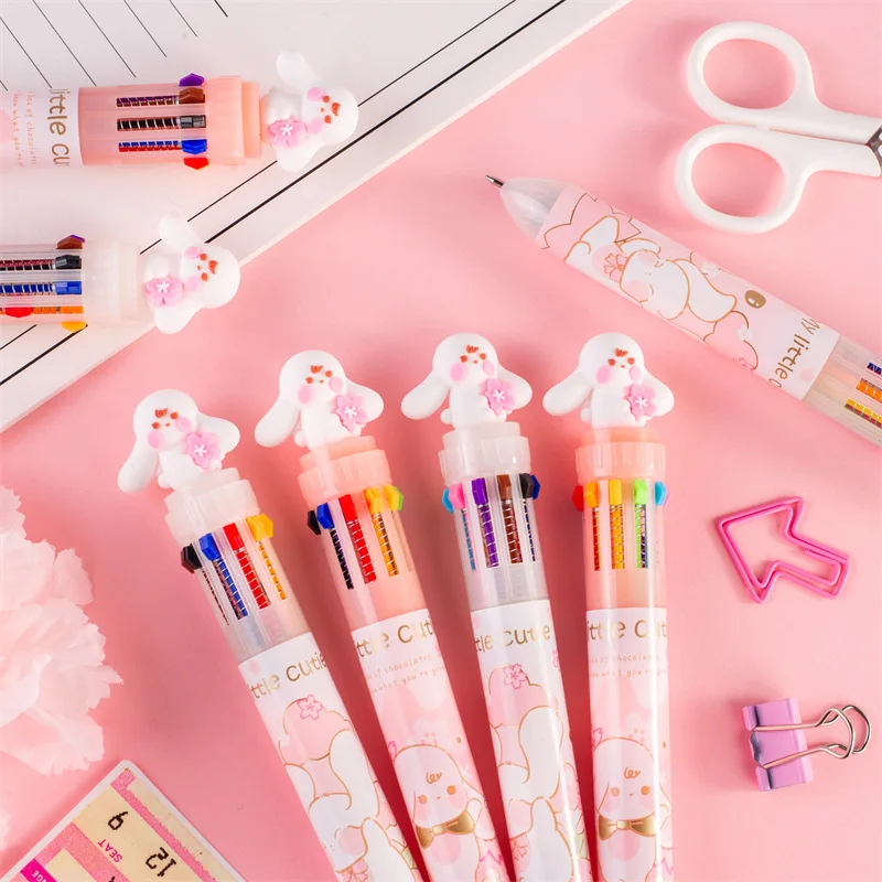 Kawaii Cherry Rabbit Cartoon Silicone 10 Colors Chunky Ballpoint Pen School Office Supply Gift Stationery Papelaria Escolar