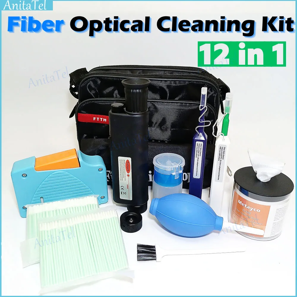 

FTTH Fiber Optic Cleaning Kit Fiber Cleaning Cassette for FC SC ST LC MU Connectors Microscope 400 Times Fiber cleaning tool