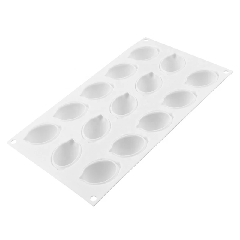 Moule en silicone à 15 cavités en forme de citron, pour brownie, gâteau, mousse, dessert français, outil de décoration