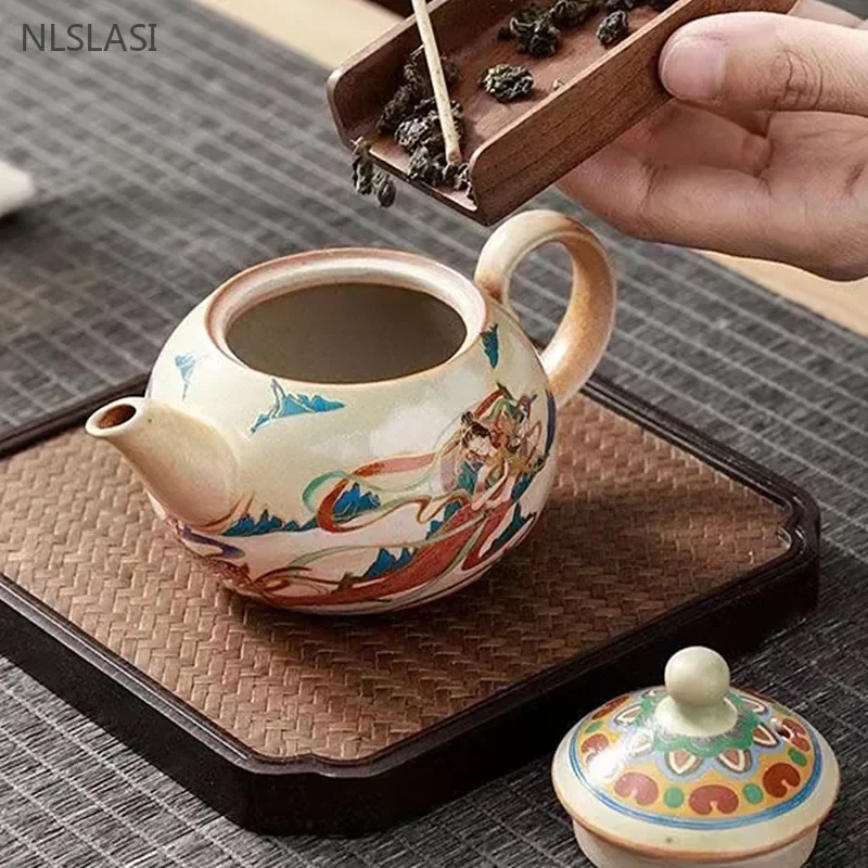 Vintage Kiln Coarser Pottery Teapot Home Ceramic Tea Pot Handmade Tea Infuser Exquisite Filter Beauty Kettle Tea Accessories