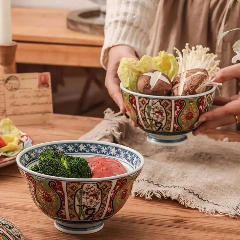 6-inch Japanese Ceramic Rice Ramen Bowl Instant Noodle Soup Bowl With Lid  Kitchen Tableware Supplies