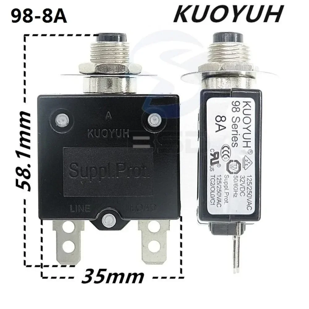 Instrument Motor Accessories Circuit Breakers KUOYUH 98 Series 8A Overcurrent Protector Overload Switch