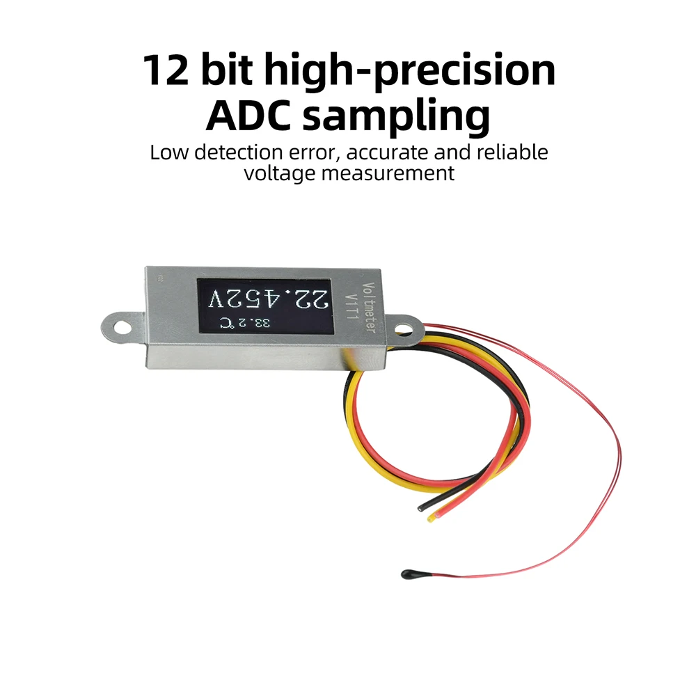 0.5-inch OLED Display Screen Voltmeter Temperature Meter DC5‑30V Working Voltage 0‑99℃ Temperature Tester With NTC Probe Meter