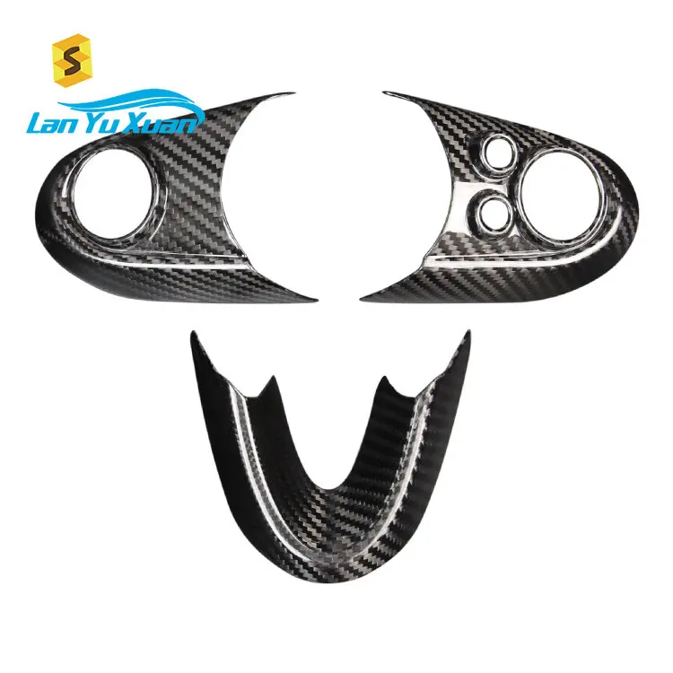 Real Carbon Fiber Steering Wheel Button Cover Car Interior Accessories For MINI F54 F55 F56 F57 F60