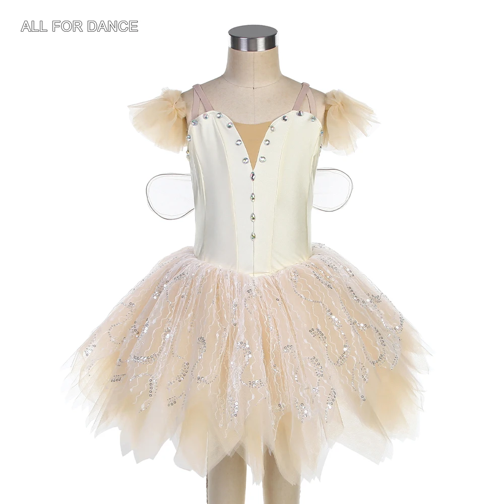 

22130 Child and Adult Romantic Tutu Skirts Ivory Spandex Bodice Ballet Dance Tutu Puffy Dress Performance Costume Dancewear