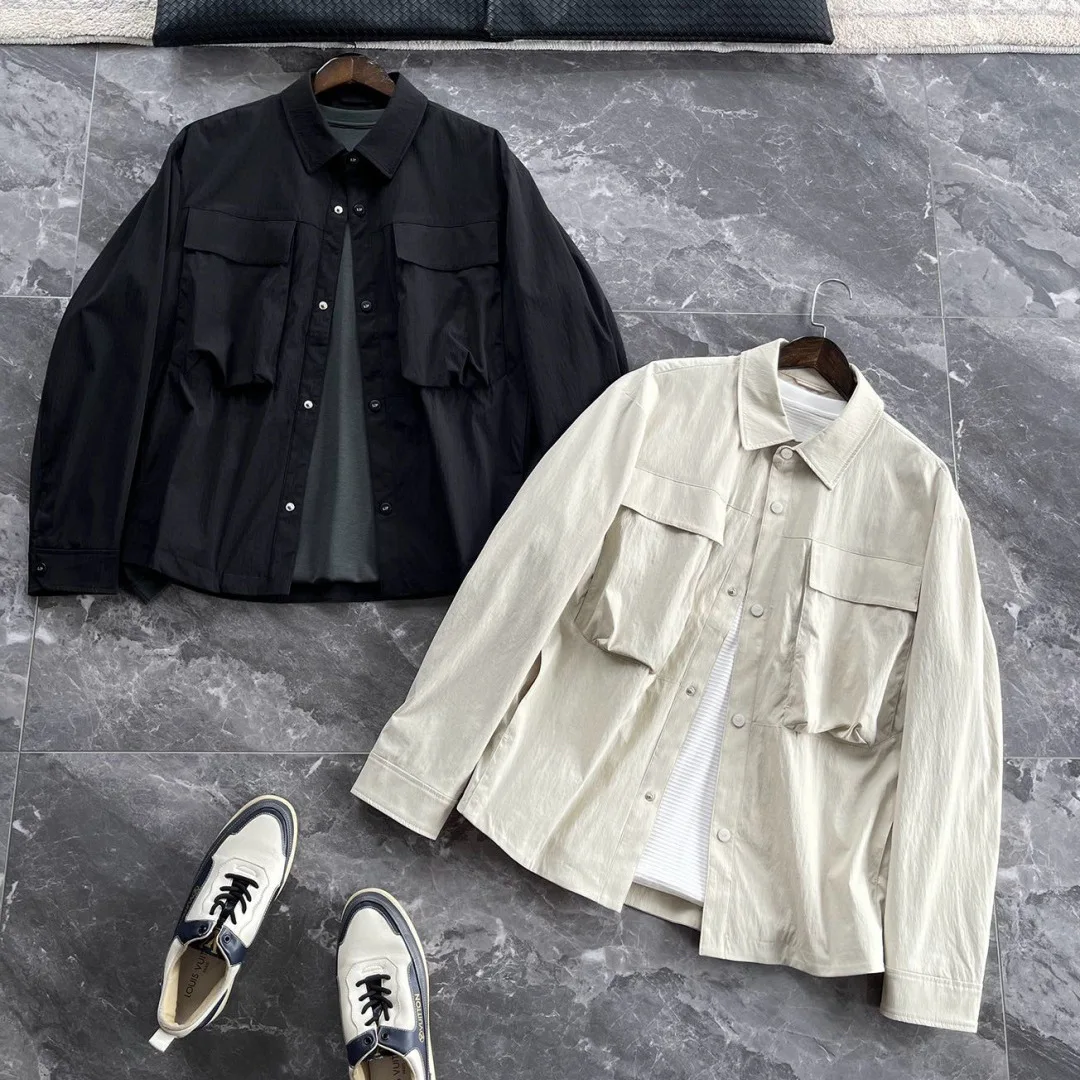 

Italian LP men's clothing 25 early autumn new solid color windproof men's casual shirt-style tooling lapel jacket