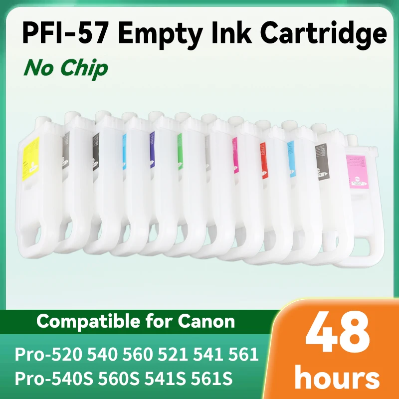 خرطوشة الحبر القابلة لإعادة الملء لا رقاقة PFI-57 700 مللي/قطعة لطابعة Canon Pro520 540 560 521 541 561 Pro540s 560s 541S 561S 8010S 9010S