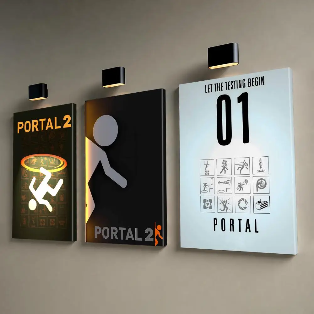 Famous Game P-Portal 2 Framed Wall Painting Canvas Wall Prints for Bedroom Living Area Office Hanging Picture Decor