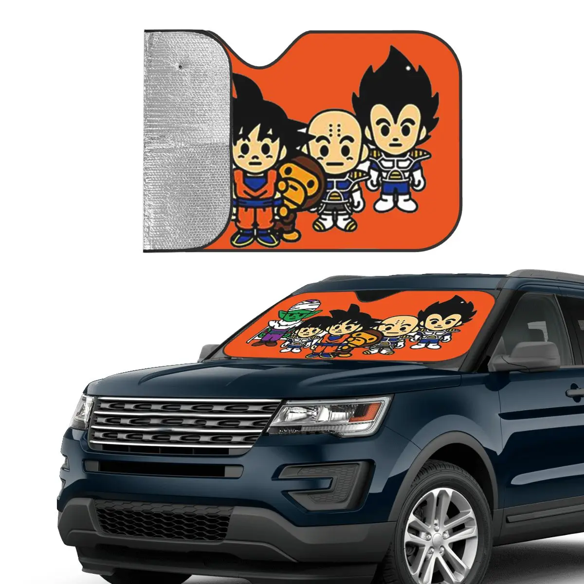 DBZ Dragon Ball Baby Milo Sunshade Windscreen Foldable Car Front Windshield 76x140cm Car Sunshade Sunscreen Curtain