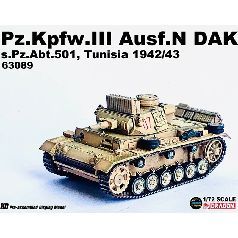 

1:72 Scale PVC Plastic 63089 Tank No. 3 N-type DAK 501 Model Militarized Combat Track Type Classic Adult Gift Toy Static Display