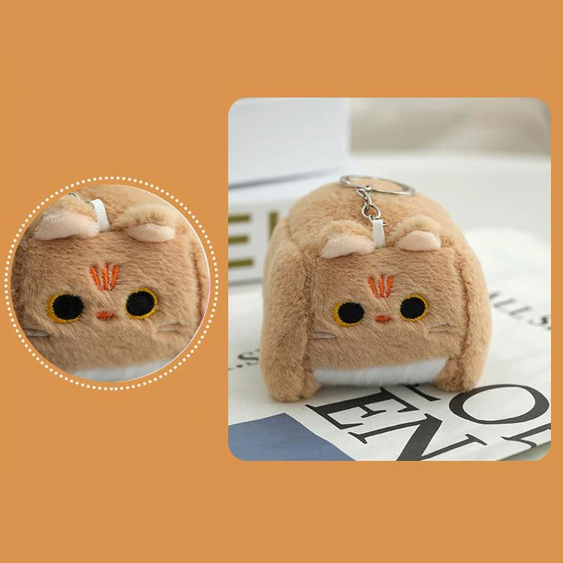 Porte-Clés en Peluche en Forme de Chat, Mignon, Doux, Pendentif au Beurre, Animal en Peluche, Décoration de Sac de Voiture, de Chambre