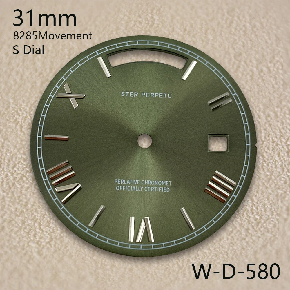 31mm Day And Date Rome S Dial Fit 8285 Movement Sunray No Luminous High-Quality Dial Watch Modification Accessories