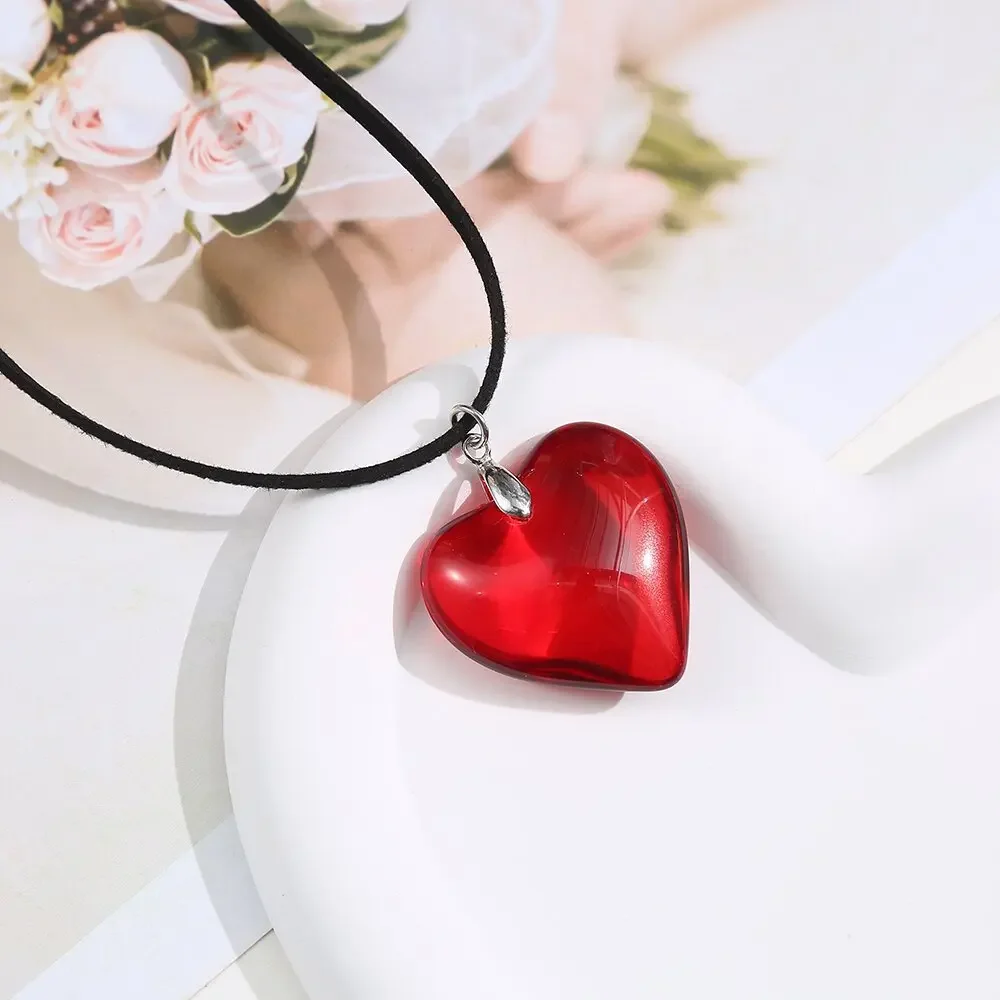 European and American necklace jewelry women's adjustable pull-out flannel rope necklace jewelry multi-color love pendant