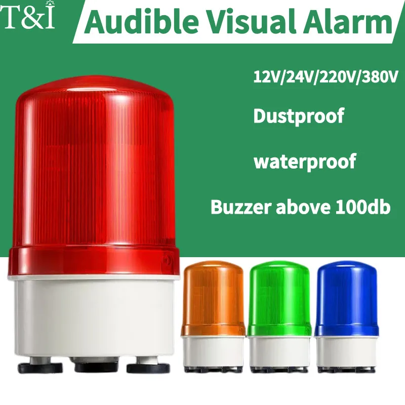 Audible Visual Alarm Dustproof and Waterproof Buzzer Above 100db LTE-1101J Rotating Alarm Light Flashing Signal