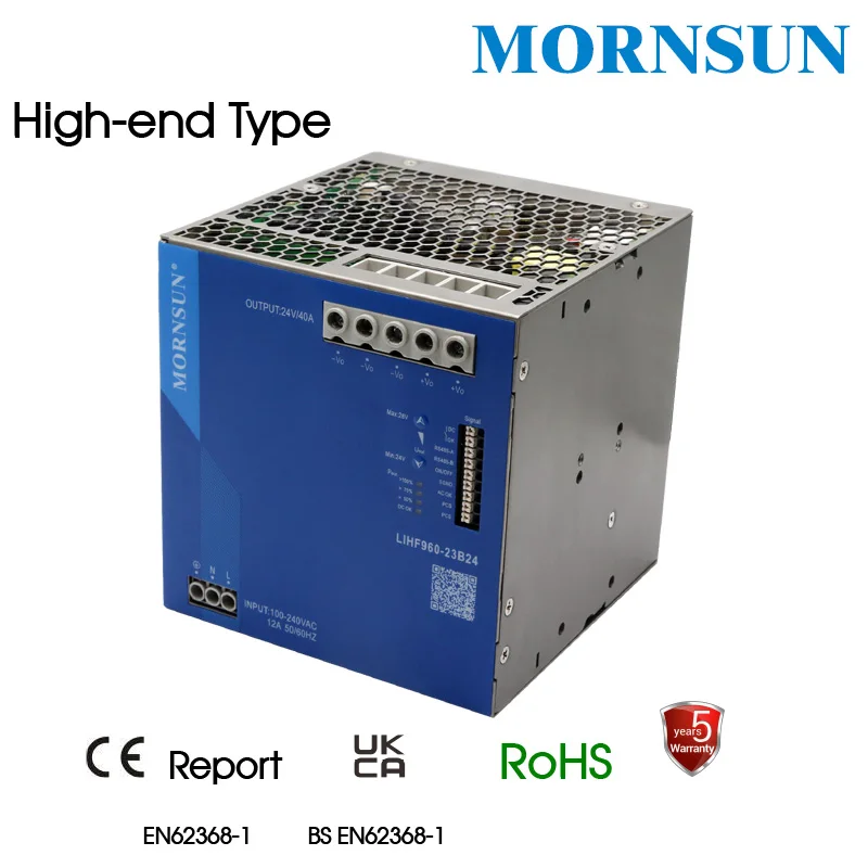 

MORNSUN High-end Type AC/DC 960W DIN-Rail Power Supply LIHF960-23Bxx Series